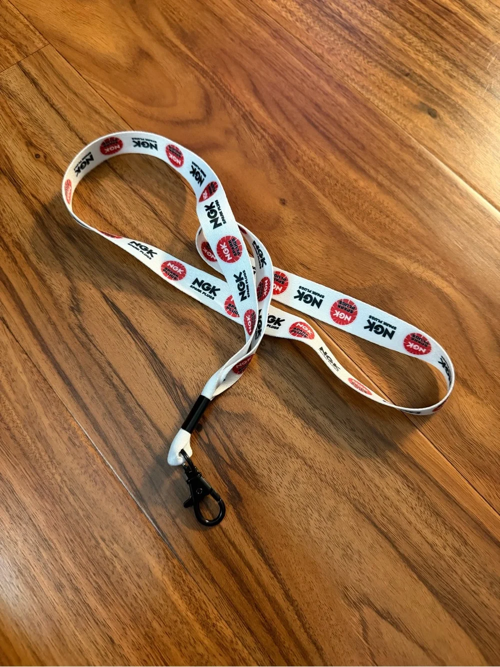 NGK Branded White Lanyard with Red Logo